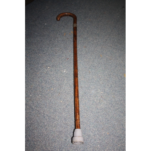 1438 - Inscribed engine turned silver collared walking stick 33