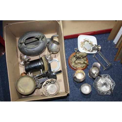 1453 - Assorted plated ware, scales etc