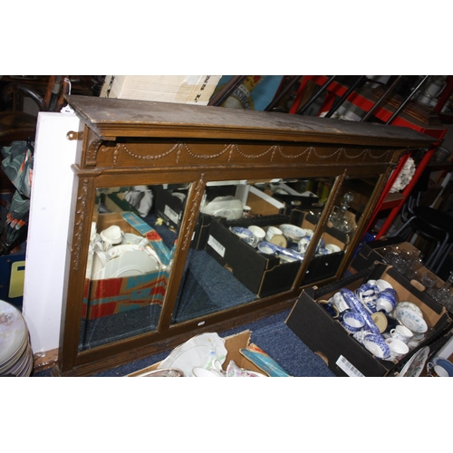 1485 - Large stained wood overmantel mirror 30 1/2