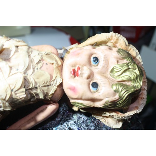 837 - Porcelain headed doll  marked Made in Germany 390 A.O.M - hairline crack from below ear to bottom of... 