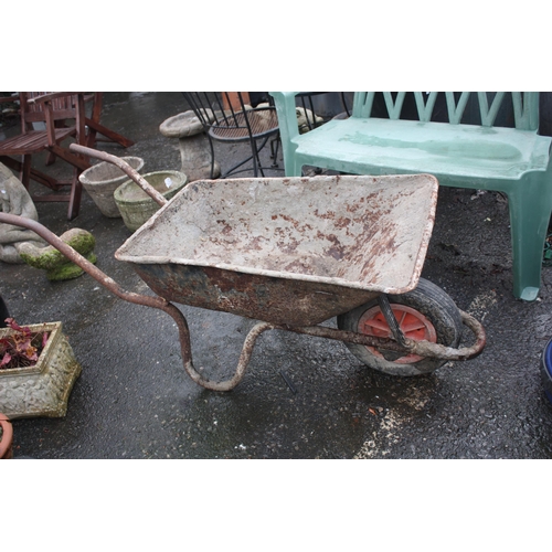 27 - Metal wheelbarrow- tyre deflated