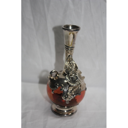 692 - White metal & glass spill vase 6