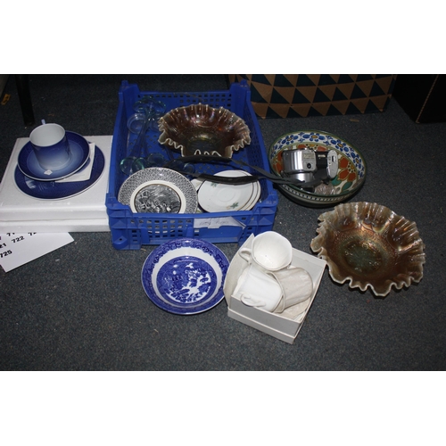 703 - Royal Copenhagen trio, carnival glass bowls etc