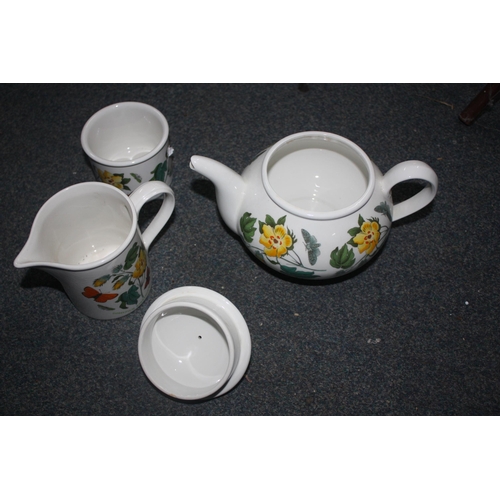 715 - Portmeirion Primrose teapot, milk jug & sugar bowl