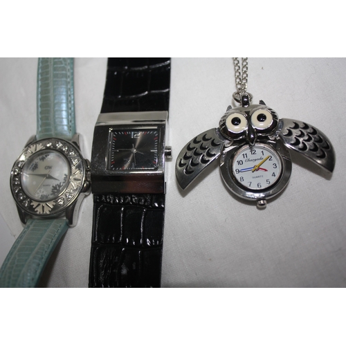 837 - Novelty Owl watch & 2 others