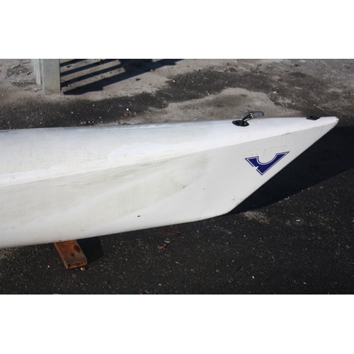 2 - Virus boats plastic single training rowing scull in good working order with riggers, sliding seat & ... 