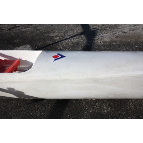 2 - Virus boats plastic single training rowing scull in good working order with riggers, sliding seat & ... 