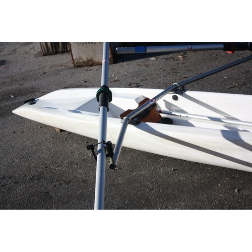 2 - Virus boats plastic single training rowing scull in good working order with riggers, sliding seat & ... 