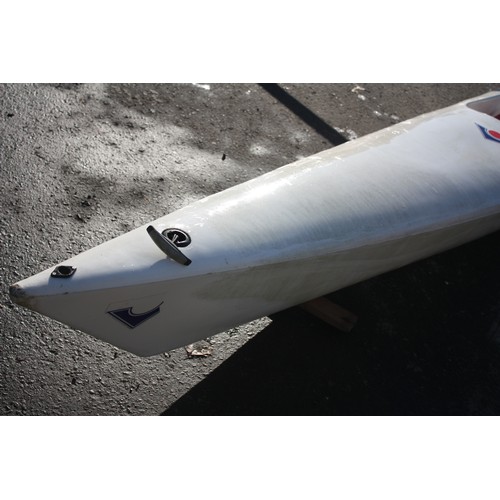 2 - Virus boats plastic single training rowing scull in good working order with riggers, sliding seat & ... 