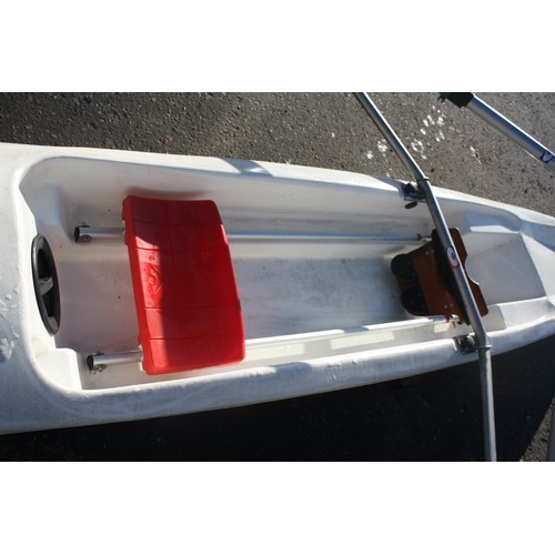 2 - Virus boats plastic single training rowing scull in good working order with riggers, sliding seat & ... 