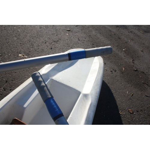 2 - Virus boats plastic single training rowing scull in good working order with riggers, sliding seat & ... 