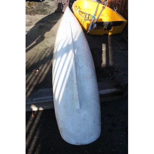 2 - Virus boats plastic single training rowing scull in good working order with riggers, sliding seat & ... 