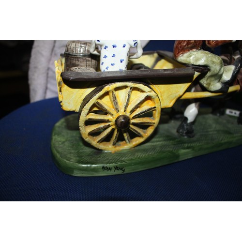 718 - Alan Young pottery horse & cart group 13