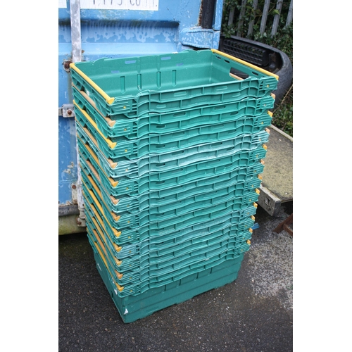 71 - Large quantity green stacking crates 23