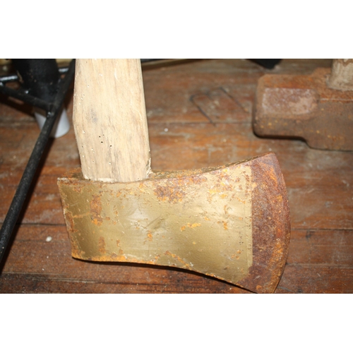 84 - Wooden handled axe- evidence of worm 36