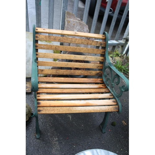 150 - Iron & wood garden chair 25