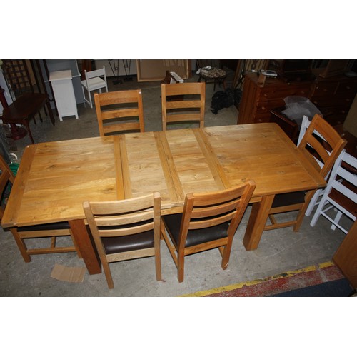 1691 - Extending oak table with set 6 chairs- table 30 1/2