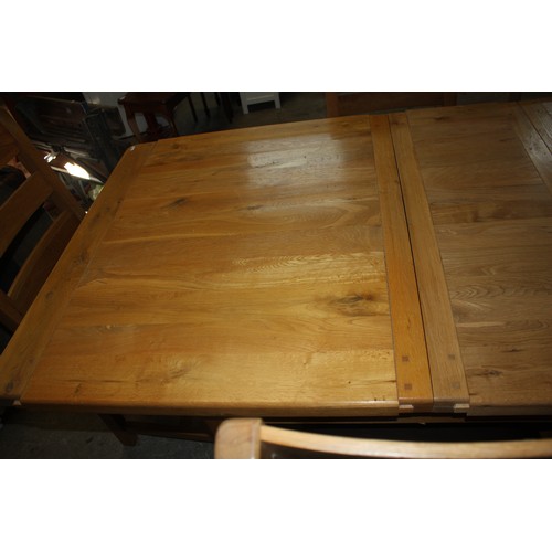 1691 - Extending oak table with set 6 chairs- table 30 1/2