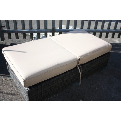 29 - Rattan style garden lounger with cushion  (kept inside) 55