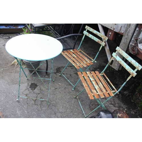 33 - Blue bistro table & 2 chairs 23 1/2