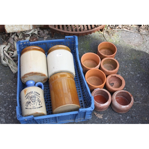 48 - 4 stoneware jars & quantity small planters