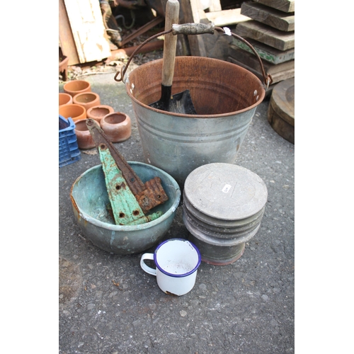 49 - Metal dustbin, aluminium chimney cowl etc