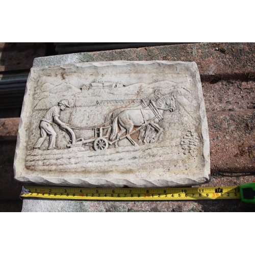 75 - Concrete harvest scene plaque