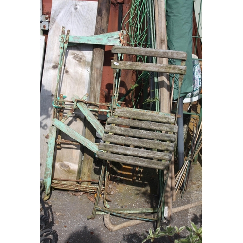 81 - 2 metal & wood folding chairs a/f