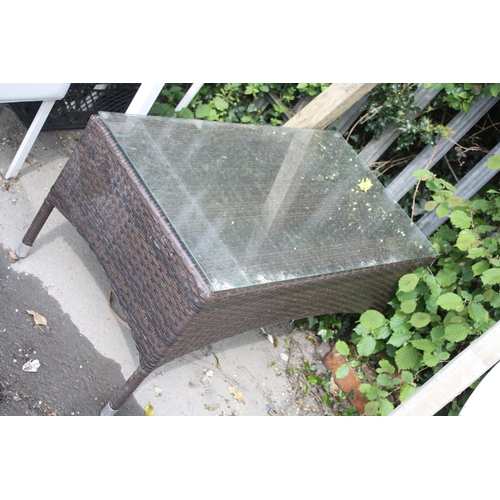 150 - Rattan glass topped garden table 19