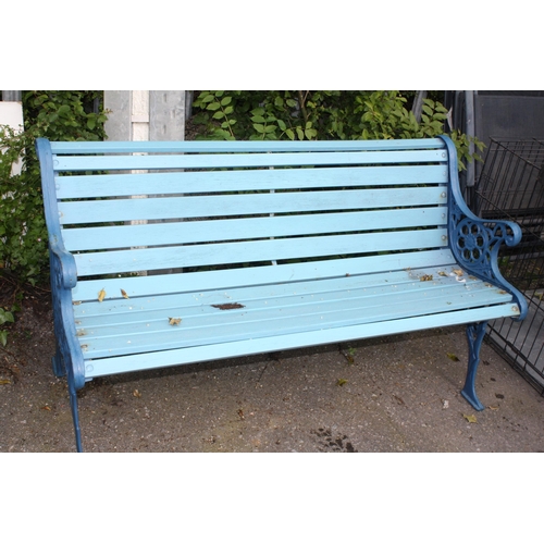 161 - Seaside blue metal wood garden bench 50