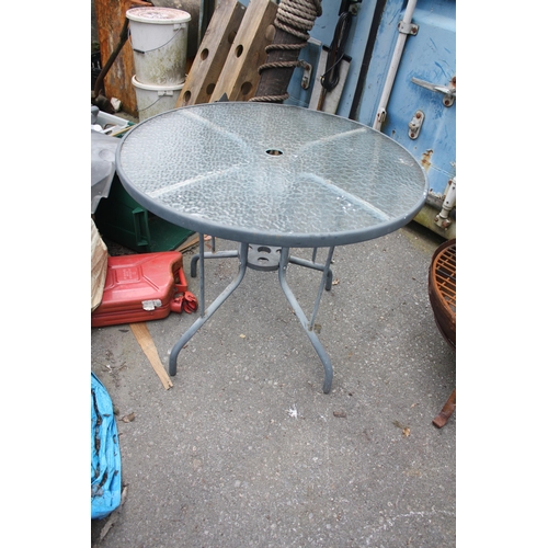 202 - Glass topped patio table 27 1/2