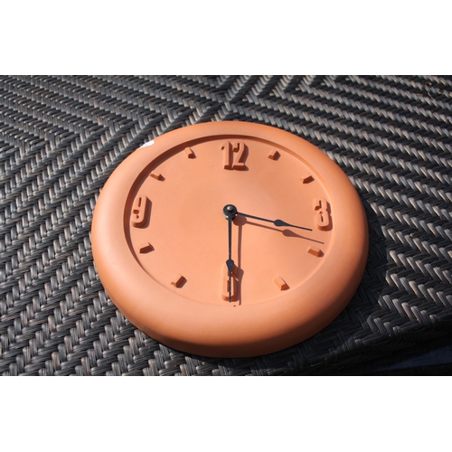 270 - Terracotta battery operated clock 12 1/2