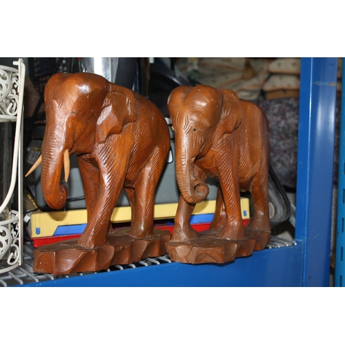 393 - 2 carved wood elephants 9 1/2