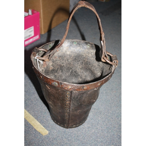 leather fire bucket 10 3/4" h.