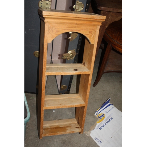 Narrow pine wall shelf 35" h. x 14" w.