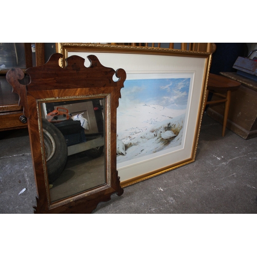 1726 - Ltd Edition snow scene & framed mirror 15 1/2