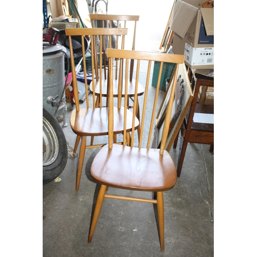 1727 - Set 3 Ercol style stick back dining chairs