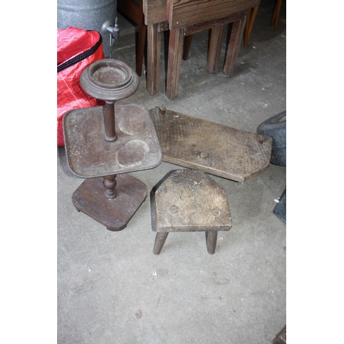 1741 - 2 elm stools- evidence worm & smokers stand