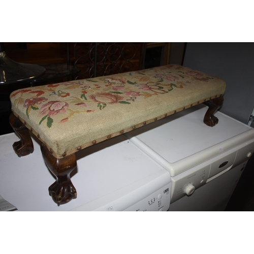 1774 - Tapestry duet foot stool on ball & claw feet 32