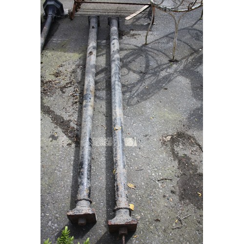 70 - Pair cast iron porch supports- 1 small piece missing on corner 86