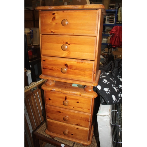 1719 - Pair pine 3 drawer bedside cabinets 21 1/2