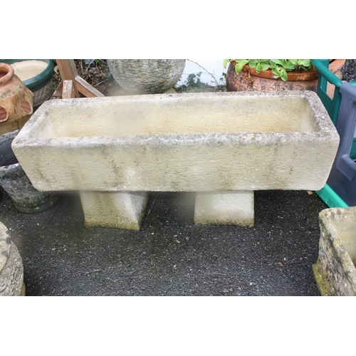 96 - Rectangular stone pot on 2 plinths 16