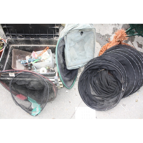 209 - Quantity fishing nets, box fishing equipment etc