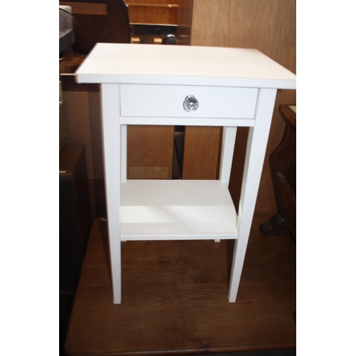 1874 - White painted single drawer table 28