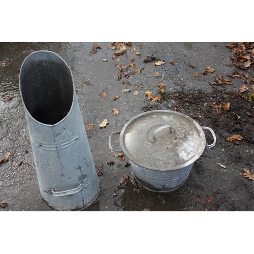 50 - Galvanised coal scuttle & pan