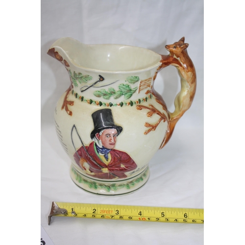 535 - Crown Devon John Peel jug with fox handle 7