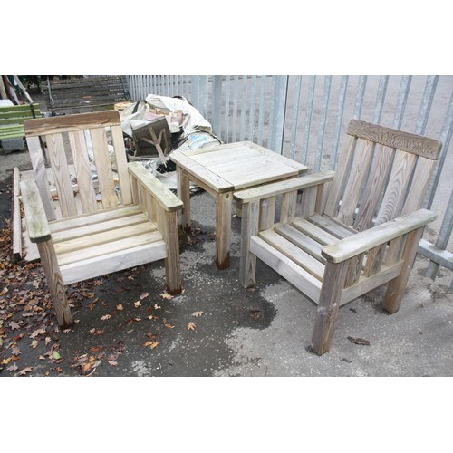 33A - Pair as new garden chairs & table 23