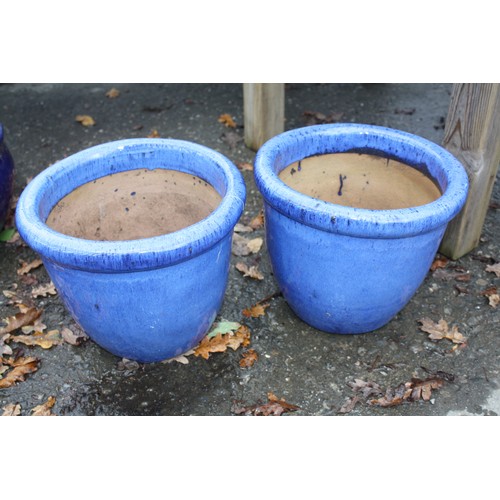 33D - Pair blue glazed pots 9