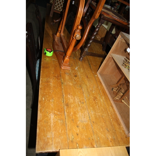 1658 - Painted base pine topped table from the Green Room Dalston Theatre 29 1/2