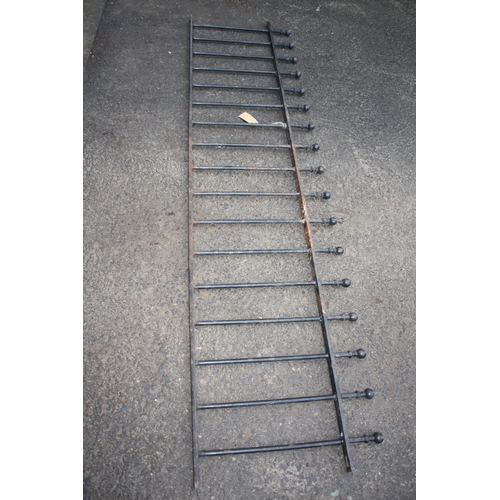 52 - Blacksmiths wrought iron fence panel with ball bearing tops 18